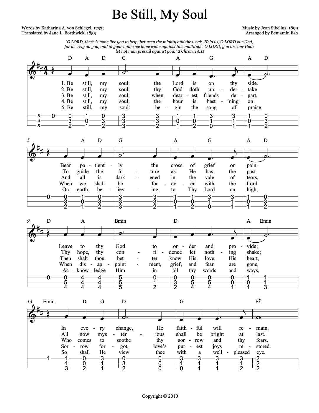Be Still My Soul arrangement from The Dulcimer Hymnal: Volume 2